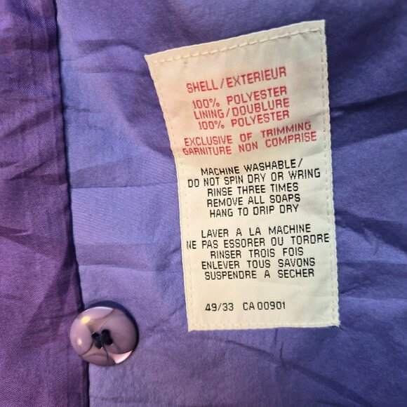 VTG London Fog Purple Trench Coat 12P Belted Double Breasted Raincoat Color Pop - Picture 6 of 6